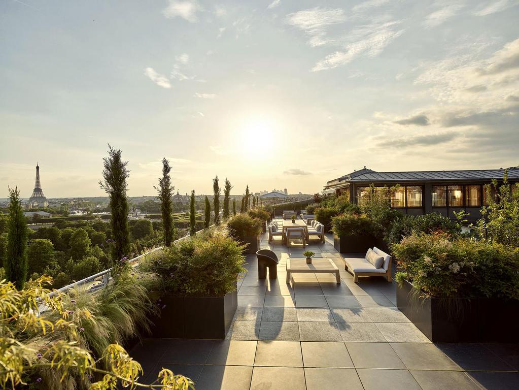 Le Meurice is a beautiful, art-inspired palace. It is much more than a hotel!  This photo is of the garden on the balcony with a beautiful Eiffel Tower view.