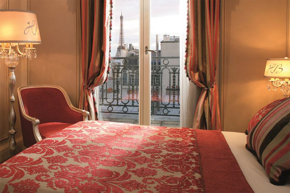 Hotel Balzac offer views of the Eiffel Tower in Paris from a historic hotel