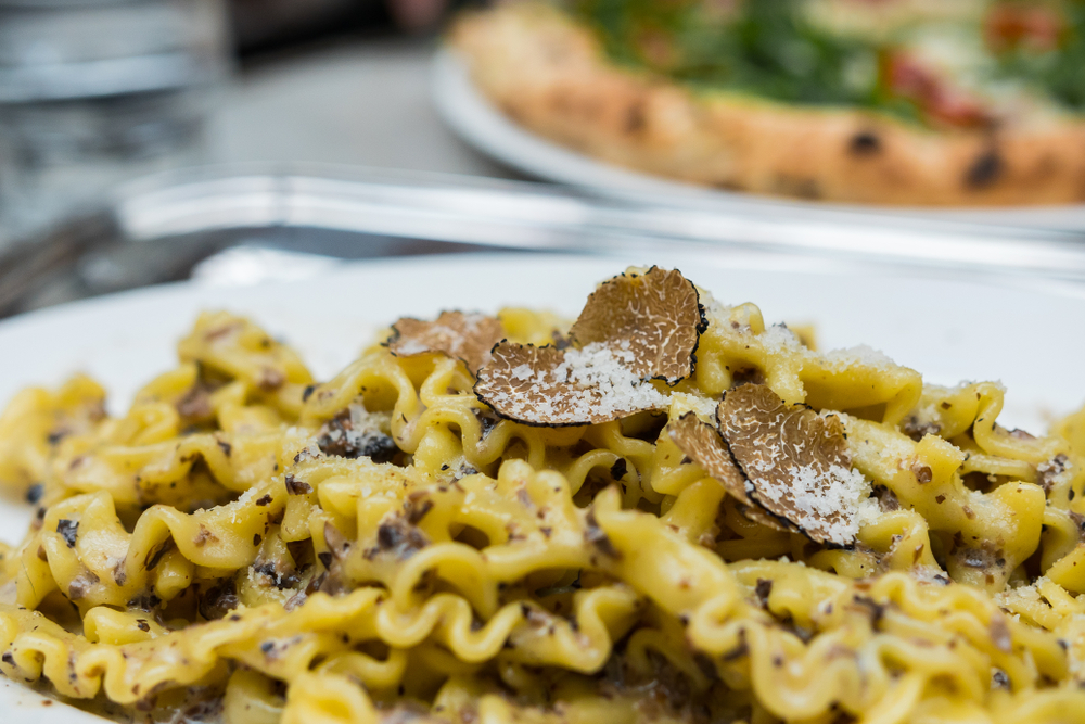 truffle pasta on a plate in Eataly NYC
