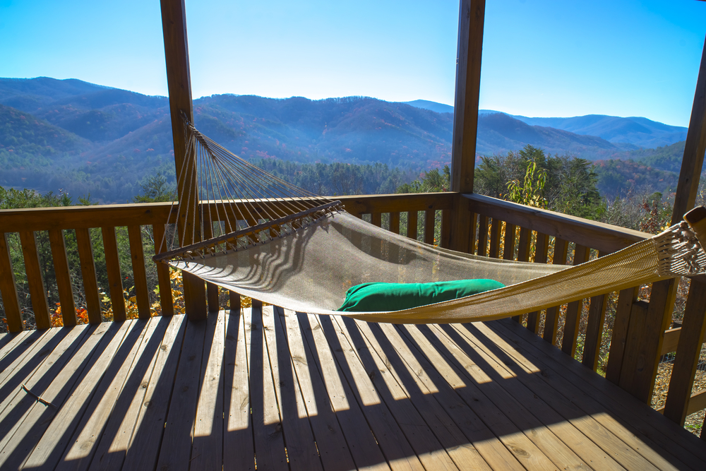 hammock hanging outside of the town blue ridge in georgia