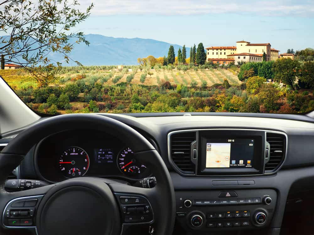 renting a car in Italy shown in tuscany