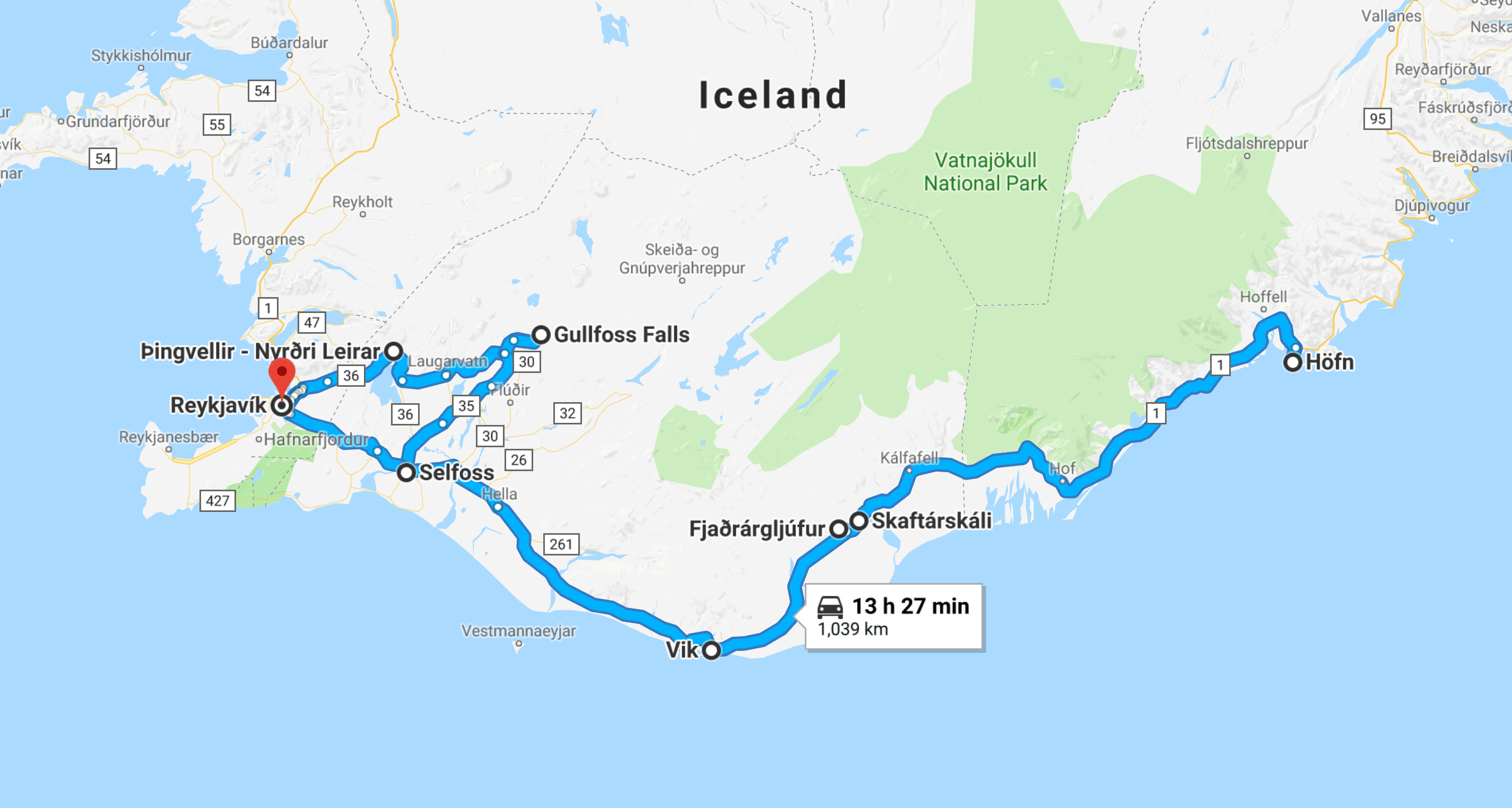 road trip itinerary for iceland