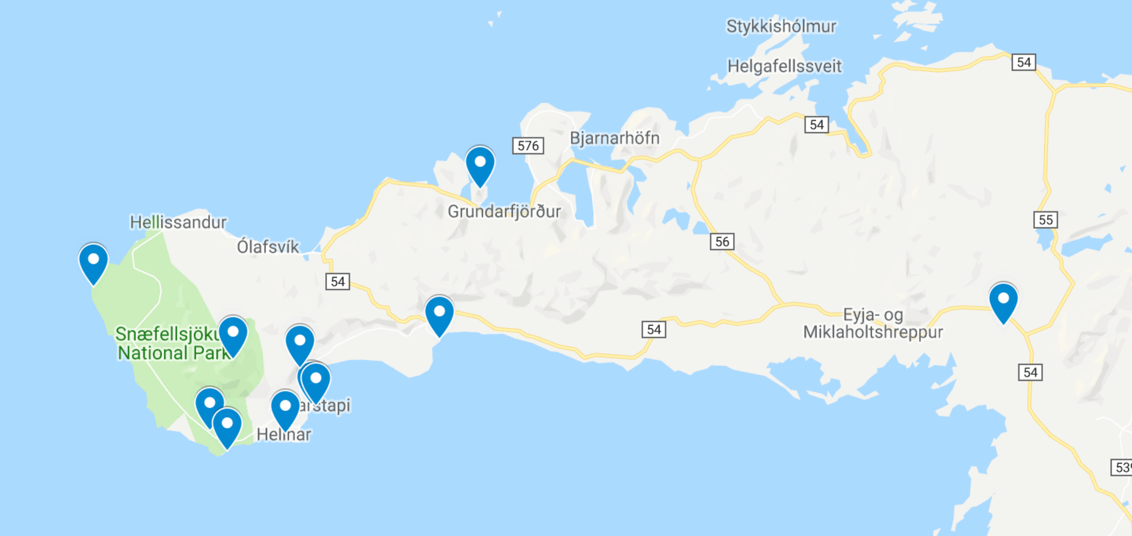 Snaefellsnes Peninsula map | map of things to do on the Snaefellsnes Peninsula