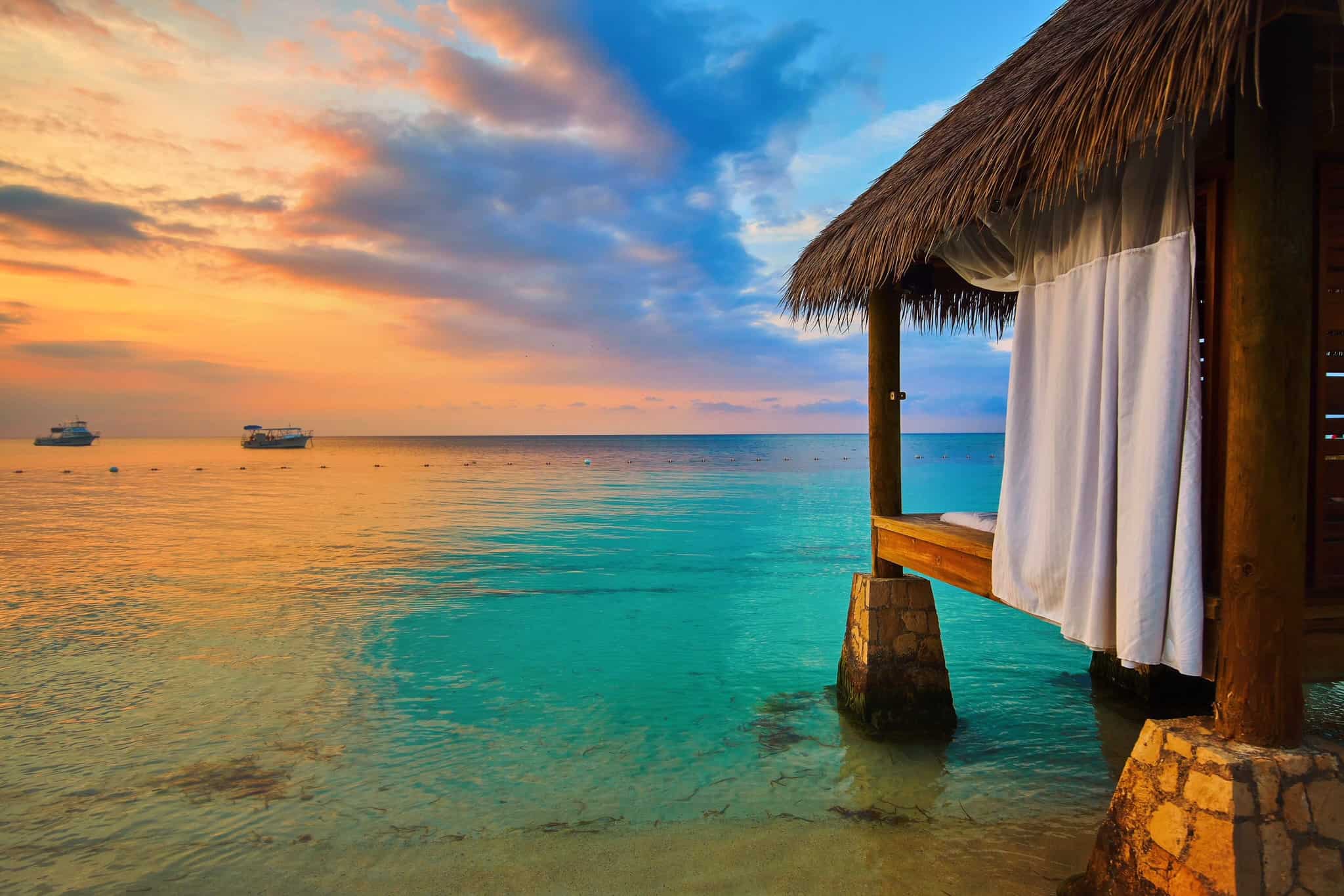 Sunset over Montego Bay Jamaica at Sandals Resorts