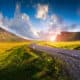 stunning sunset on the road while driving in iceland