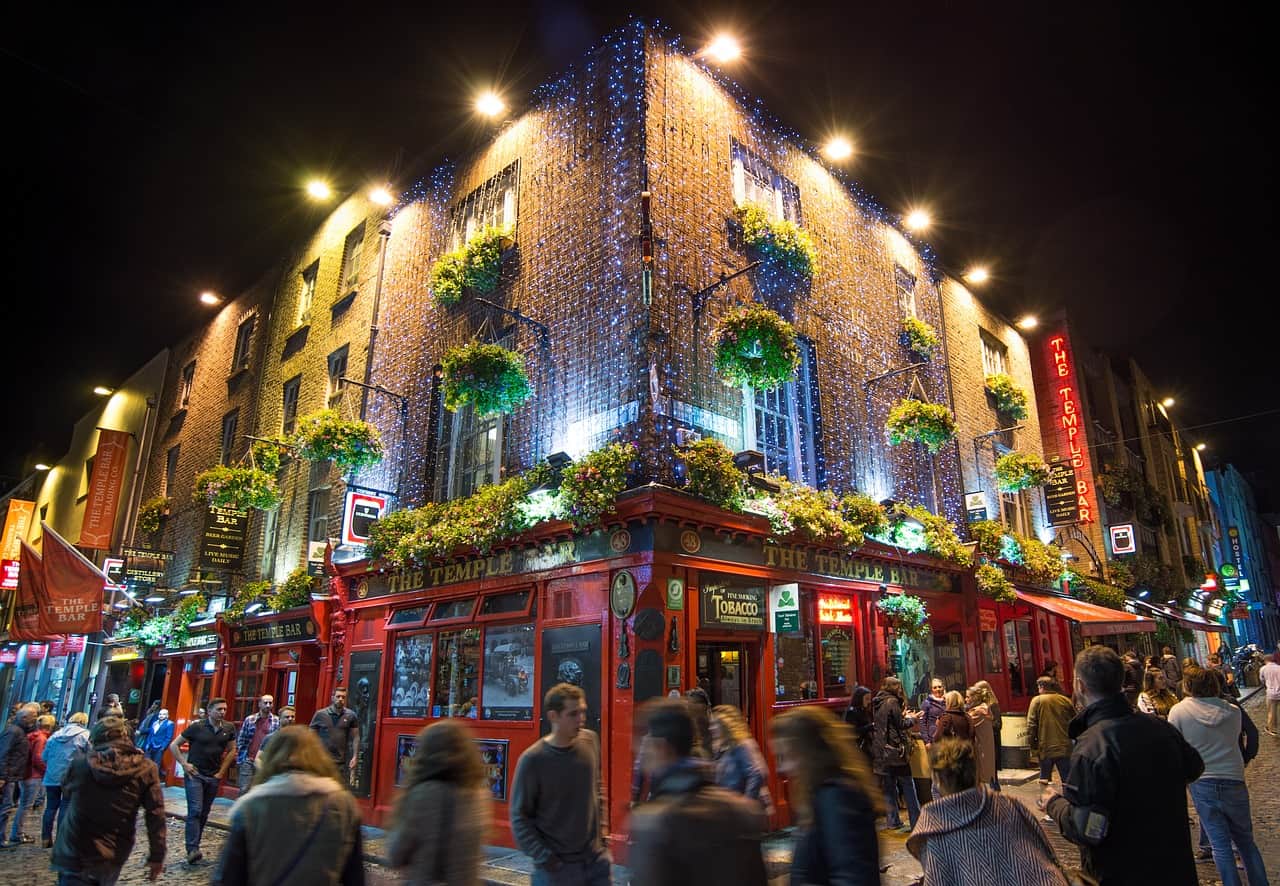 visit temple bar on your ireland road trip after you fly into dublin