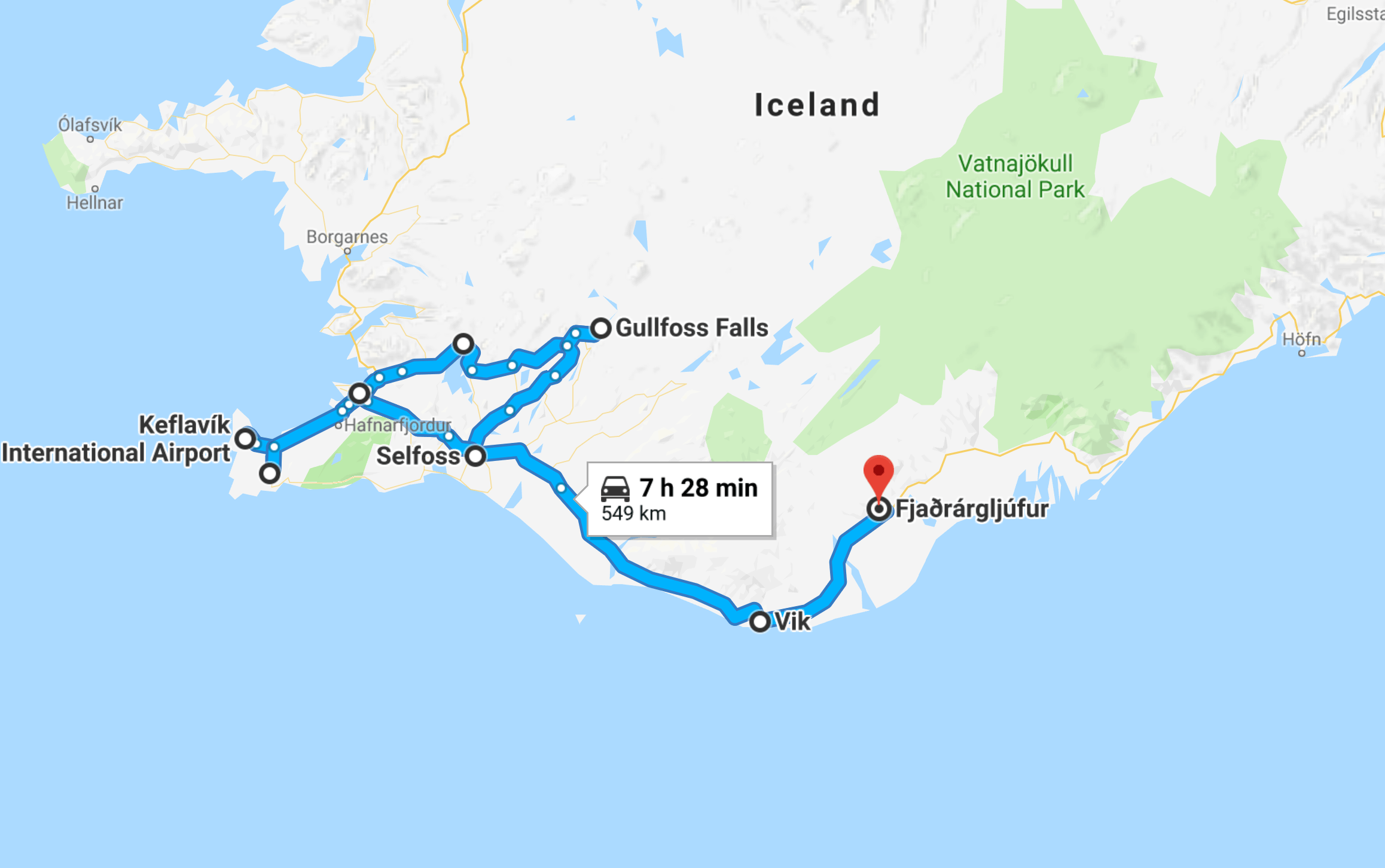 3 Days in Iceland itinerary map | Map of iceland in 3 days
