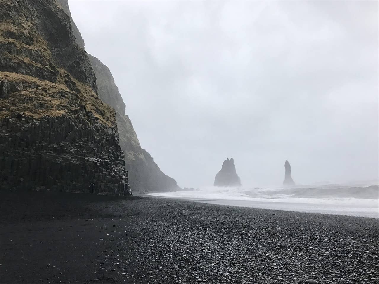 visit a black sand beach for what to do in iceland in winter