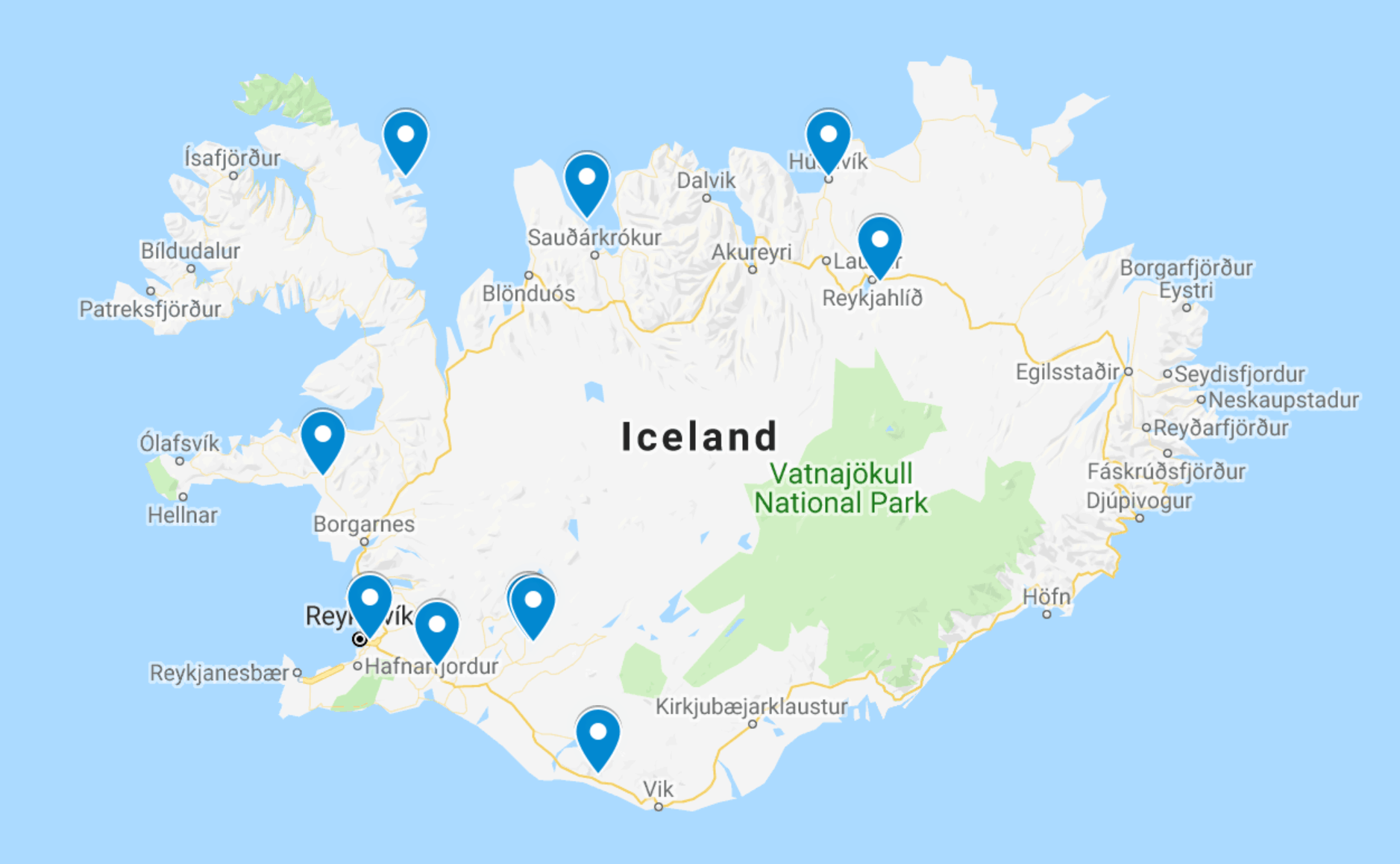 map of the best hot springs in iceland 