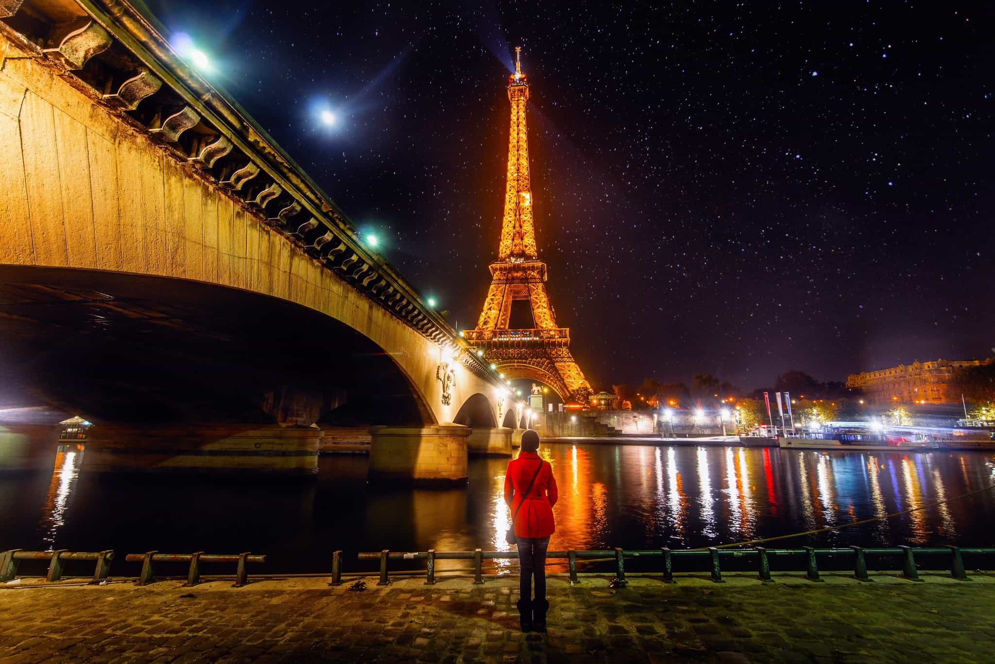 Port Debilly On The Right Of Pont De Lena Bridge Offers Unobstructed Paris Sunset View