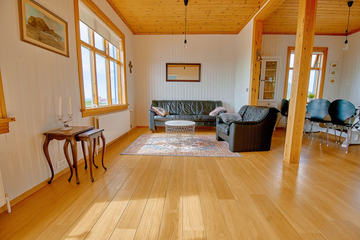 living room inside Westman Islands Airbnb in Iceland