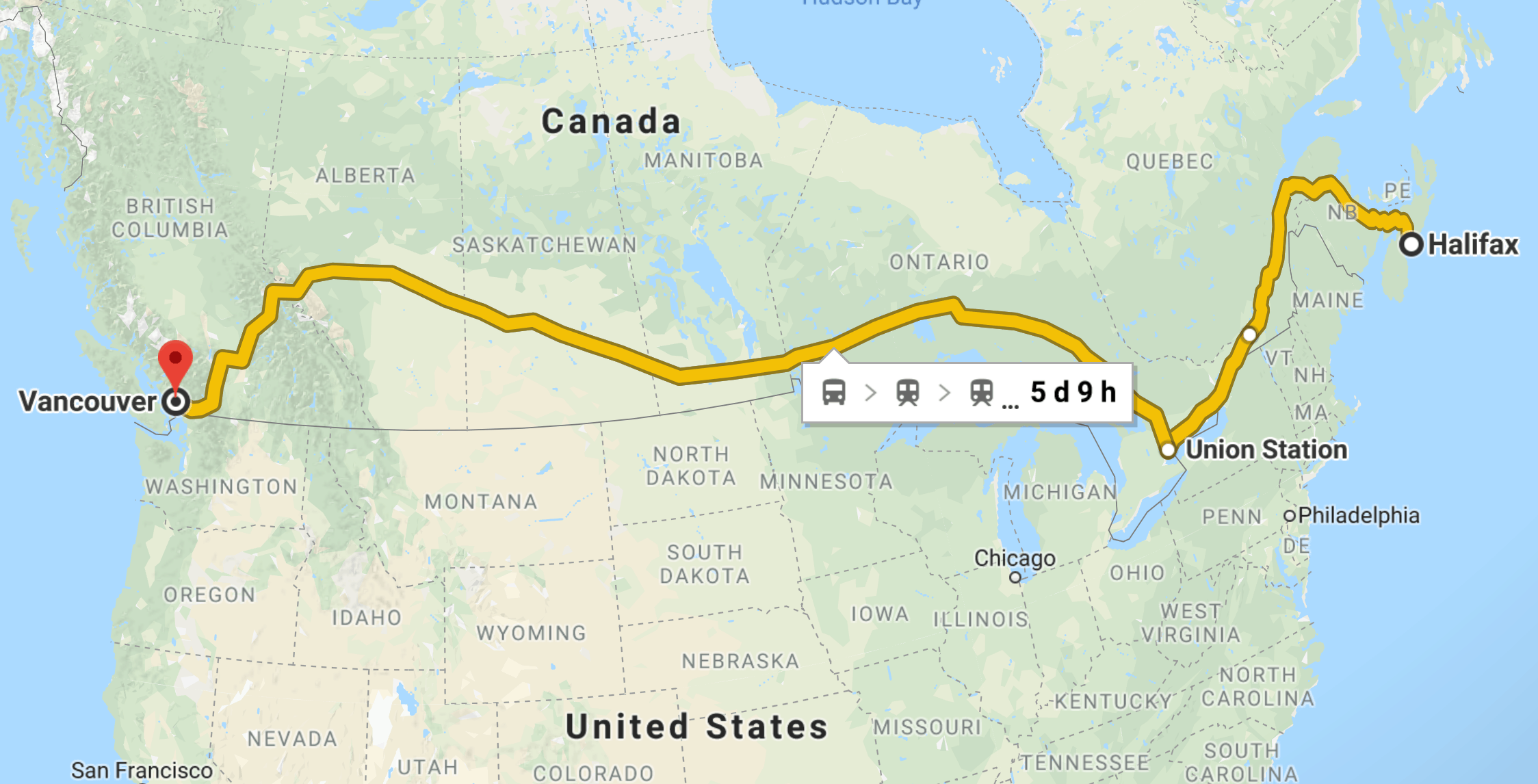 train trips across canada from toronto