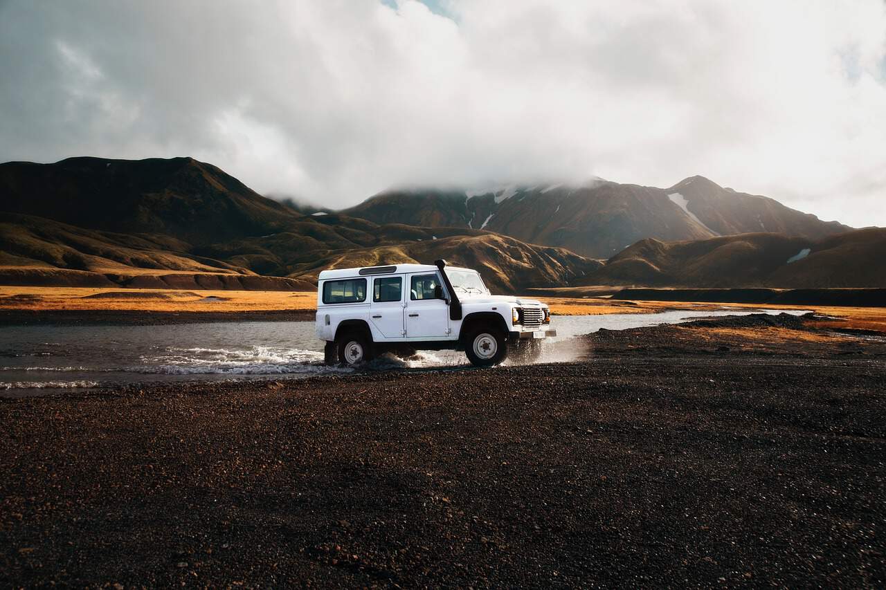 Crossing rivers in Thorsmork Iceland 