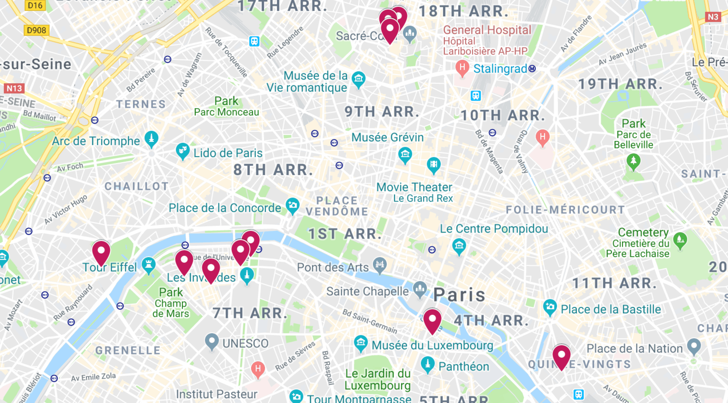 Map of the best streets in Paris | map of the best Paris streets to discover 