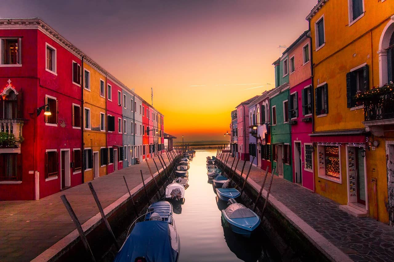 Burano is a beautiful Italian Island near Venice known for colorful buildings 