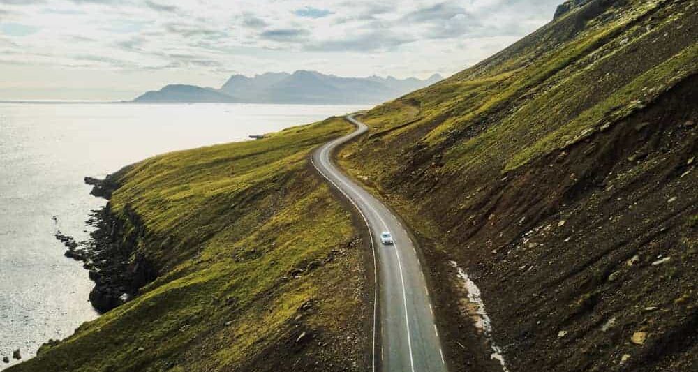 Driving along the coast of Iceland on an Iceland road trip during a 5 day Iceland itinerary