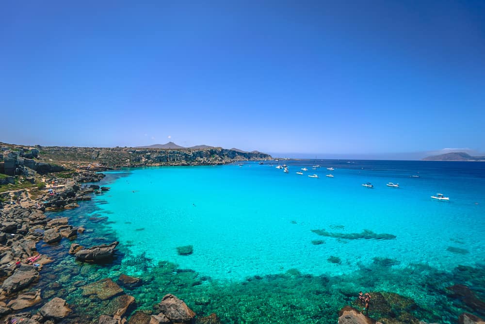 Favignana beach in Sicily blue water