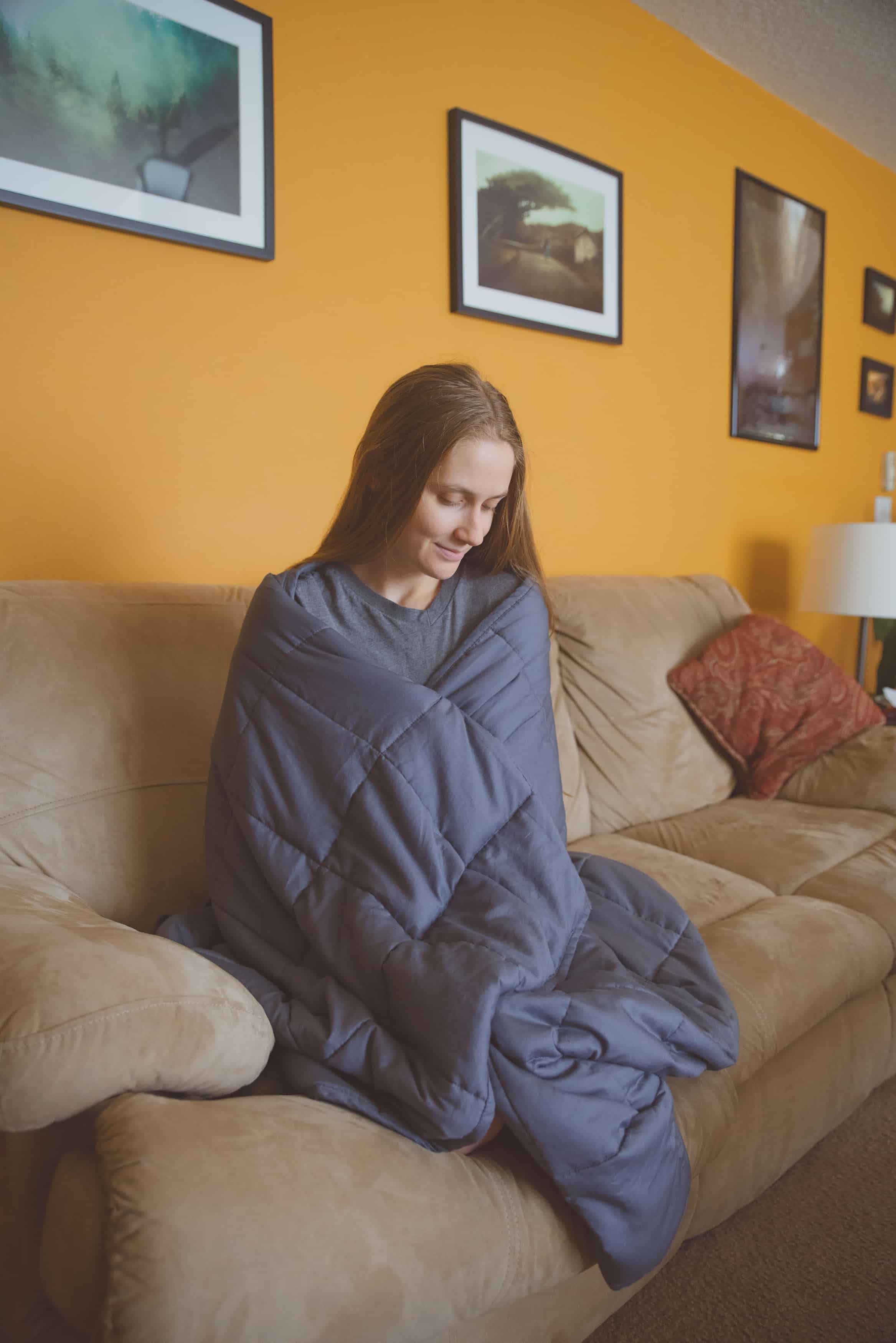 You can wrap yourself in a weighted blanket for adults 