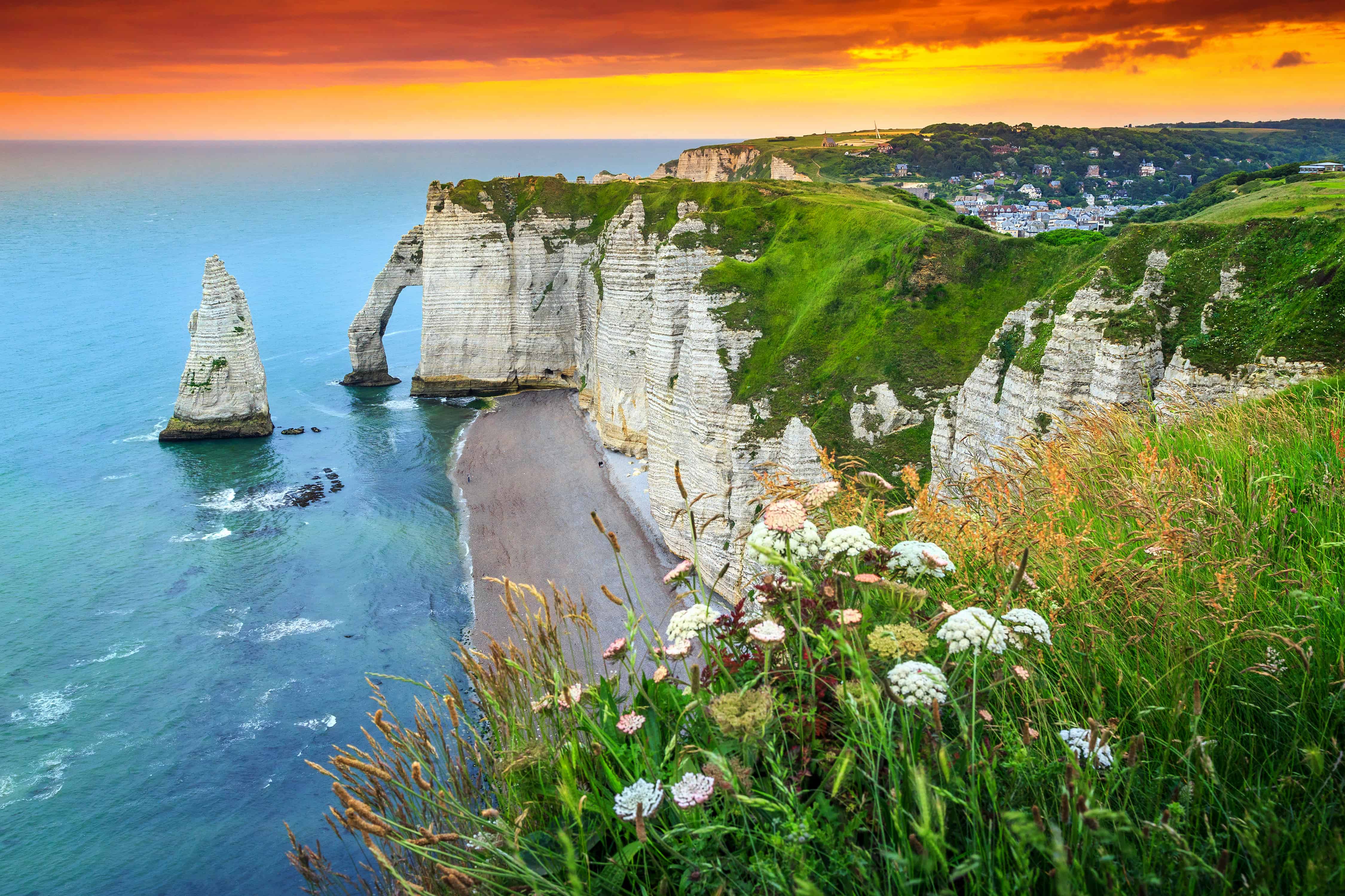 Sunset on Etretat in Northern France