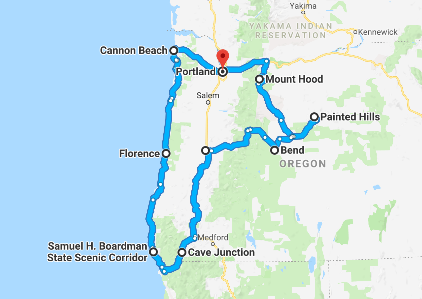 road trip to oregon from california