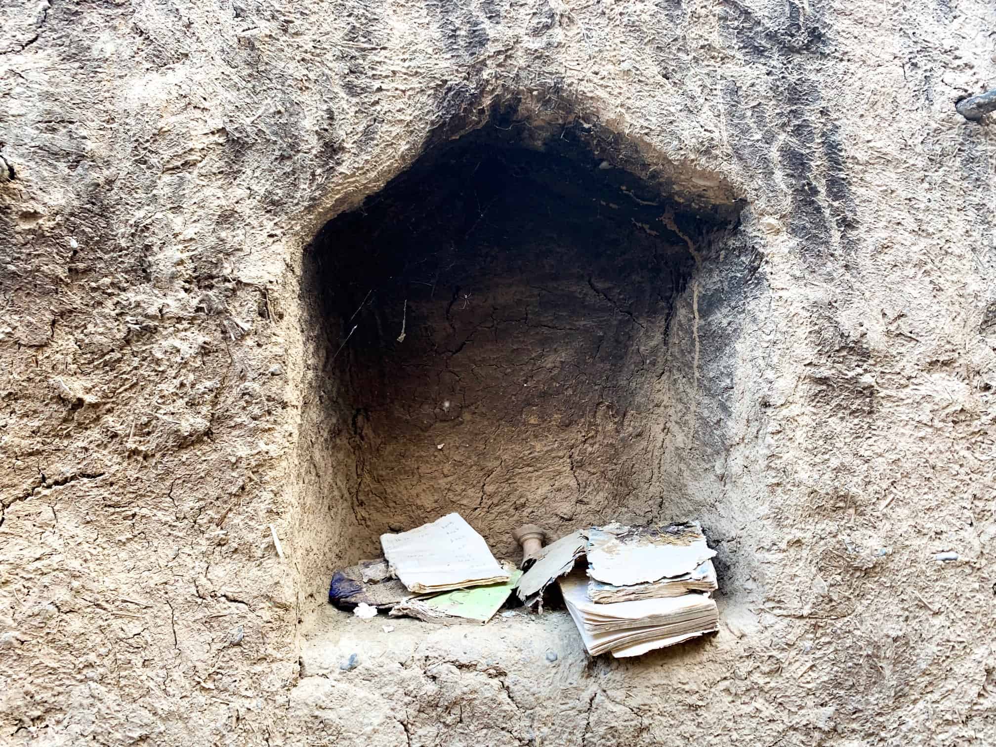 Books at Al Hamra ruins in Oman