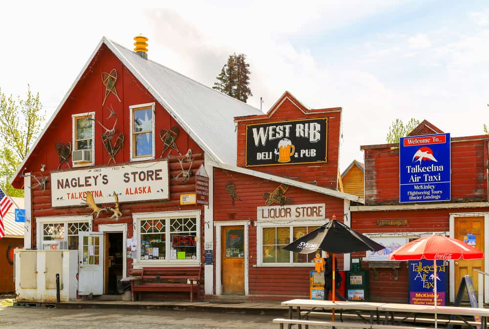 Cute stores in downtown Talkeetna, Alaska.