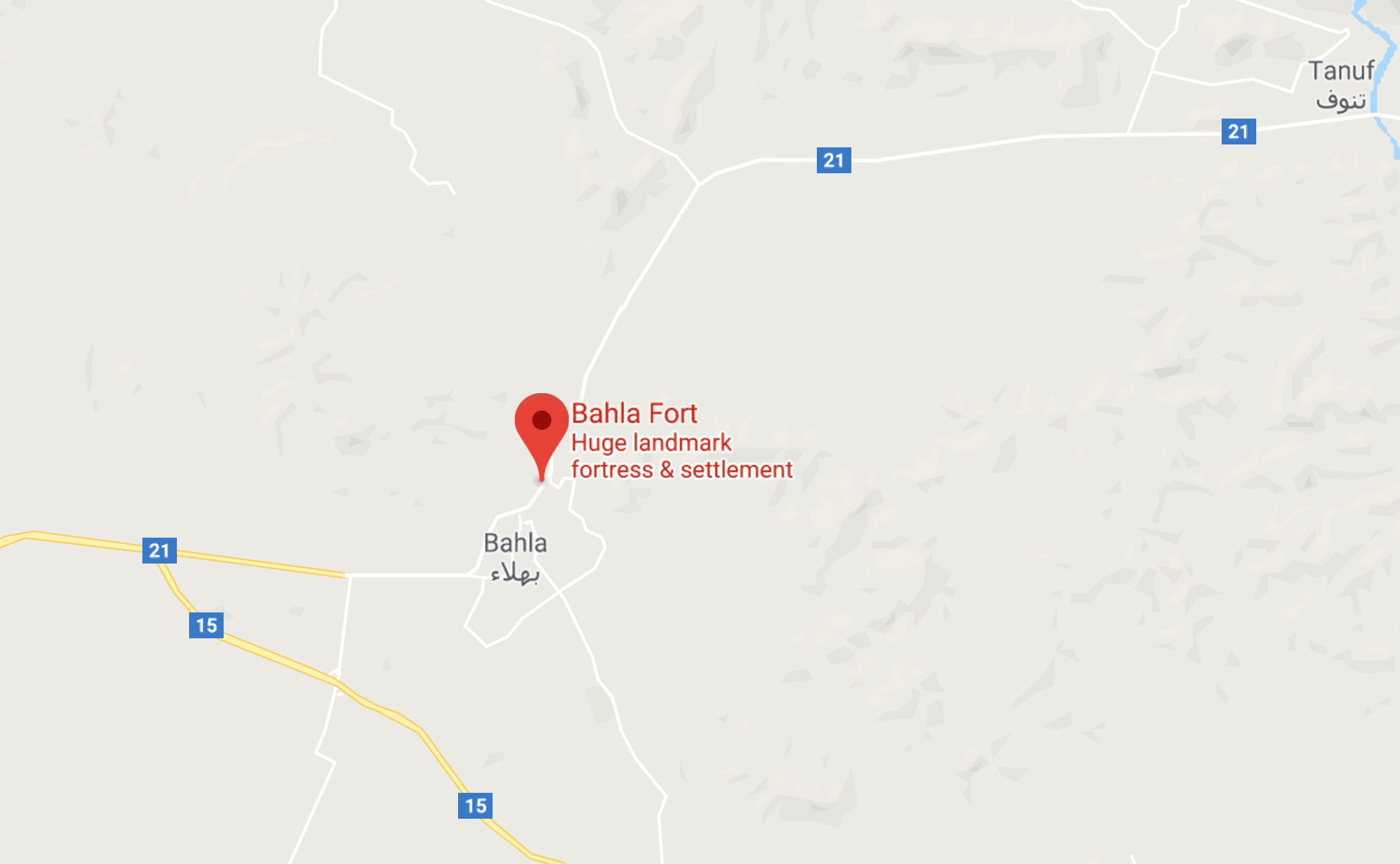 Map of Bahla Fort Location in Oman