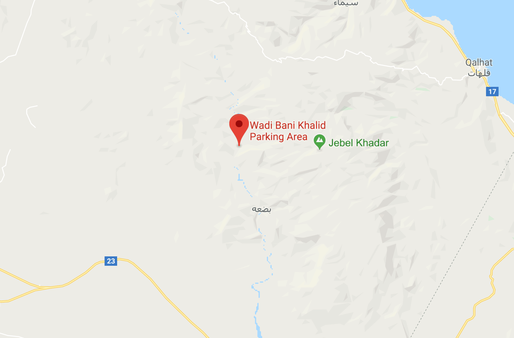 Map to find Wadi Bani Khalid in Oman 