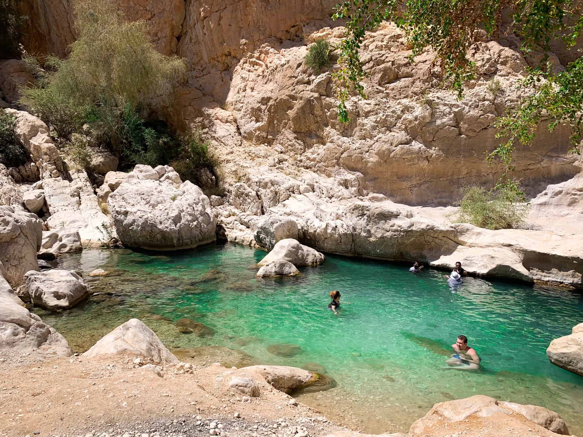 small beach area at Wadi Bani Khalid in Oman