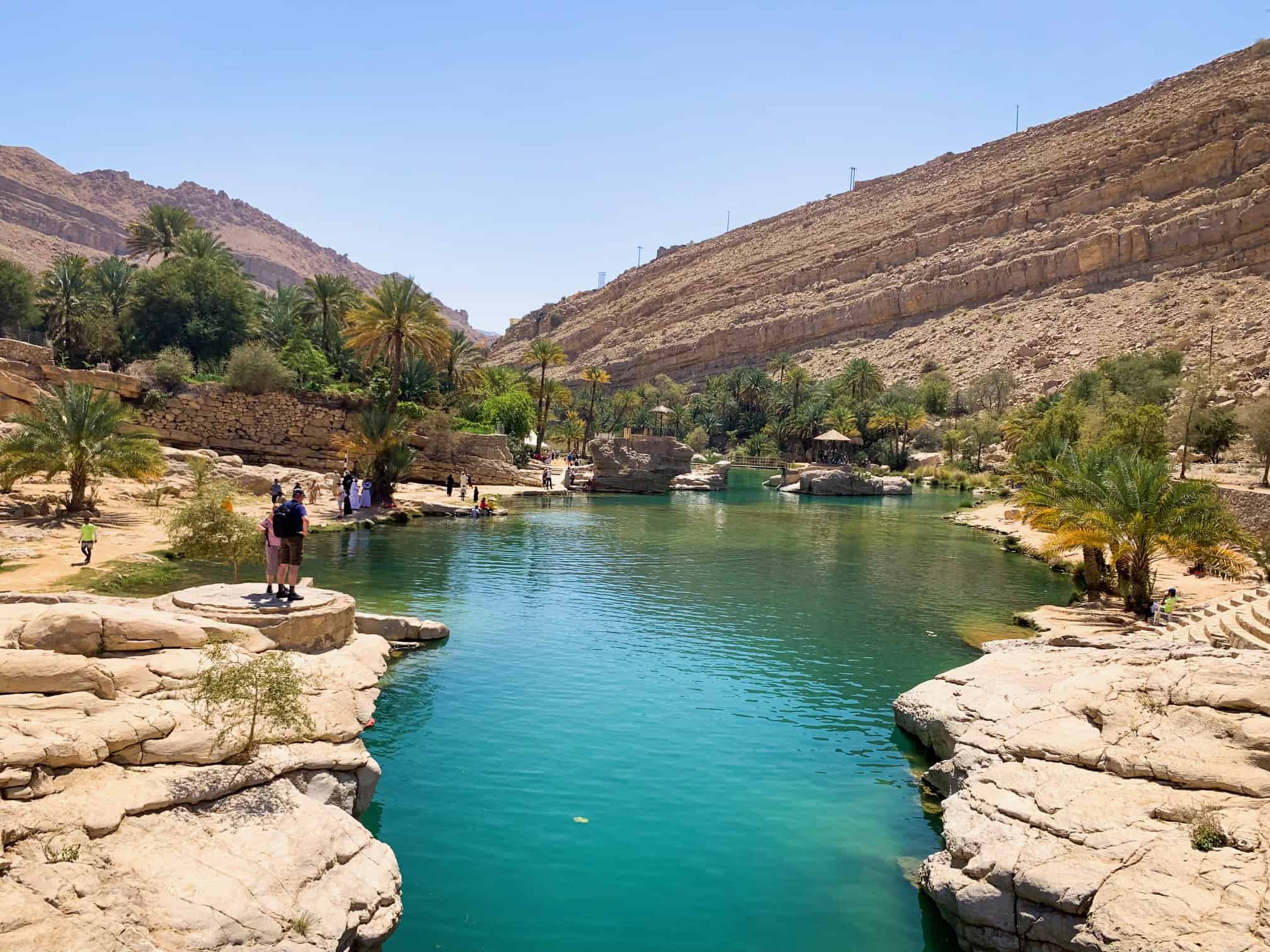 Swimming at the large pool at Wadi Bani Khalid