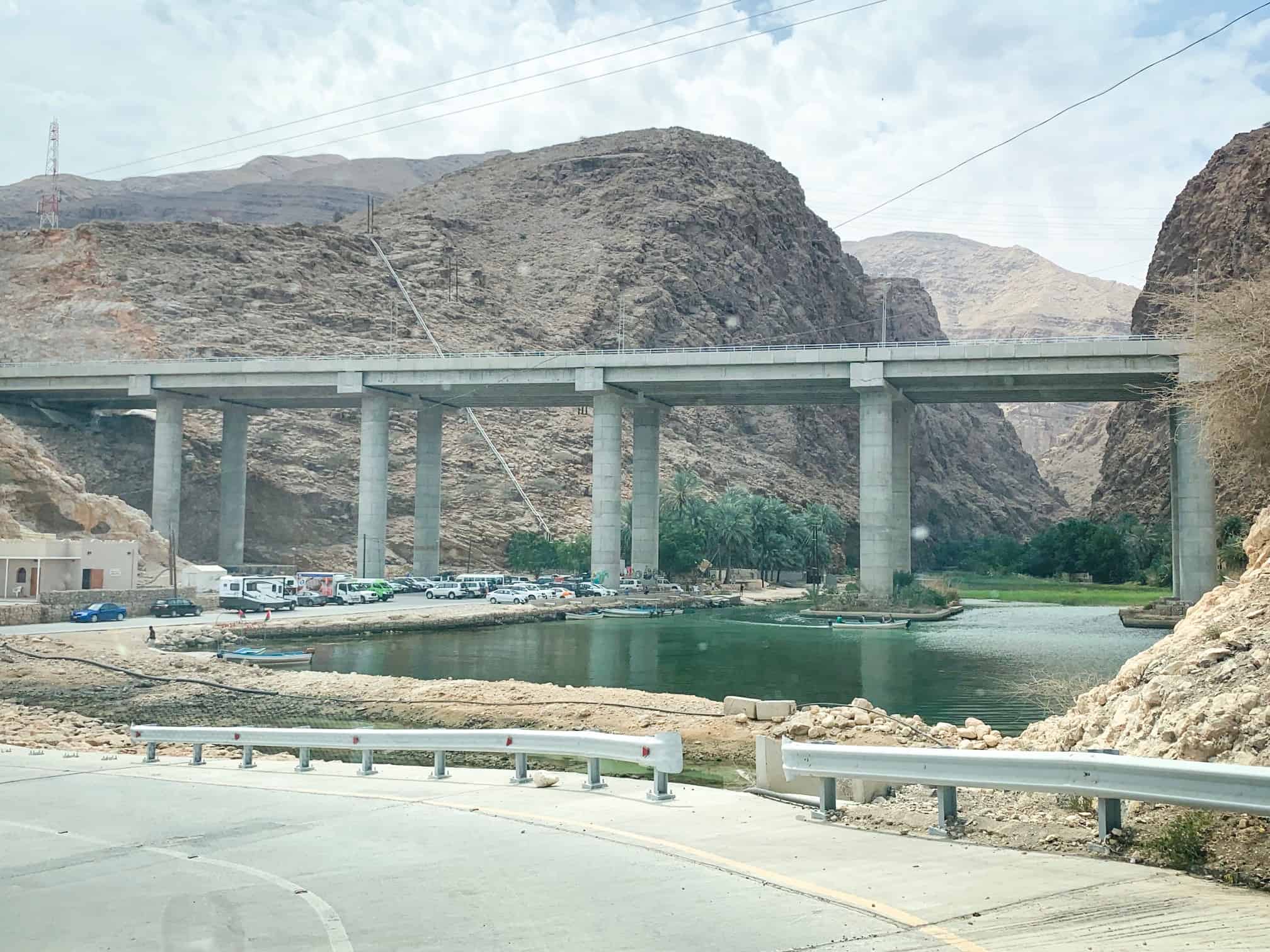 Parking lot at Wadi Shab