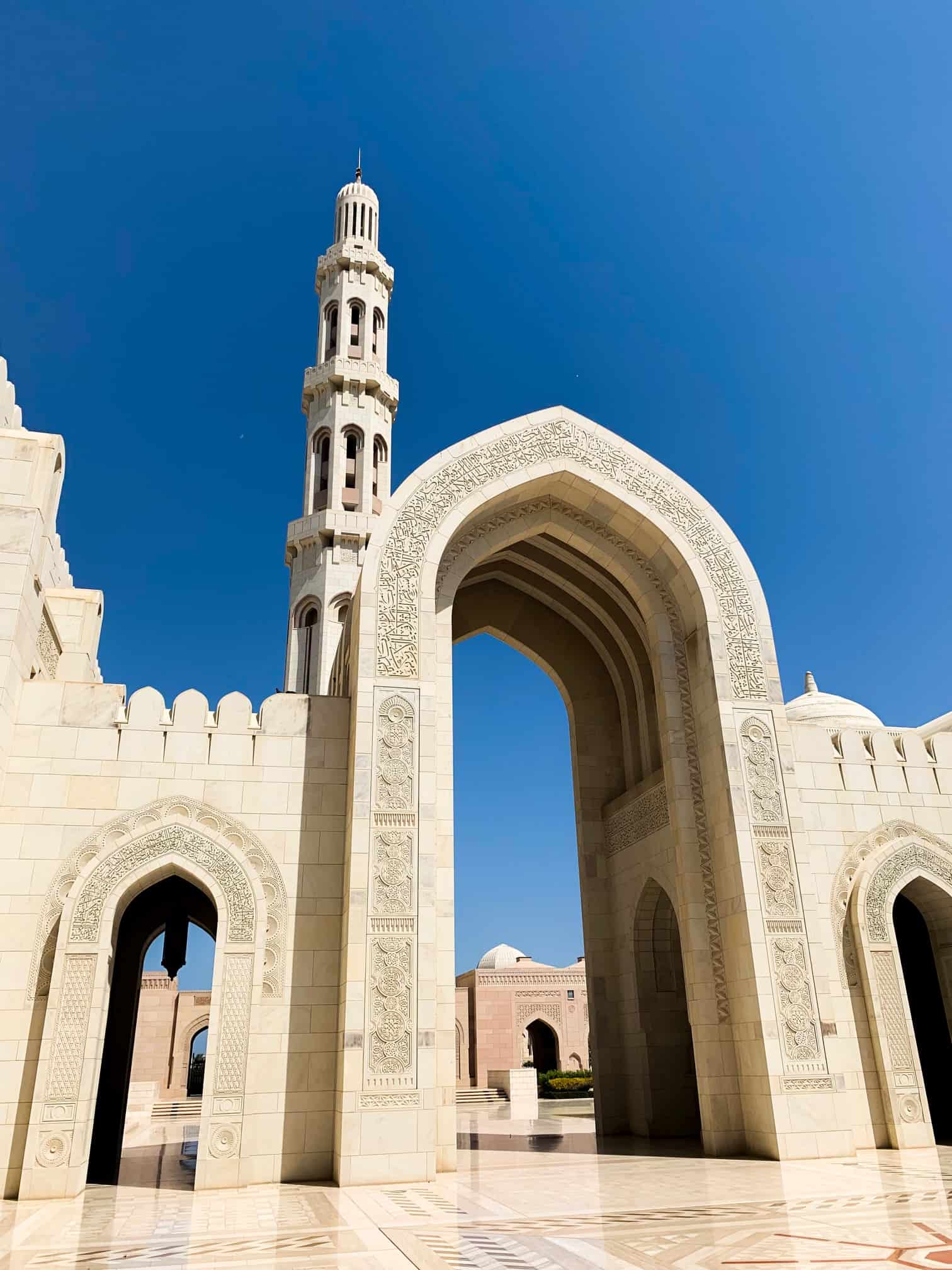 Exterior of the Sultan Qaboos Grand Mosque in muscat Oman