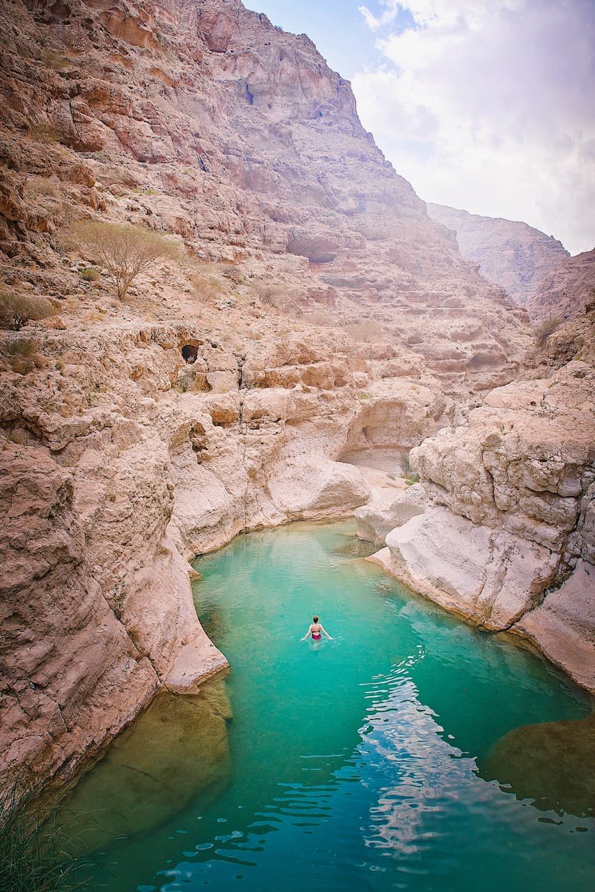 Swimming in Wadi Shab Oman 