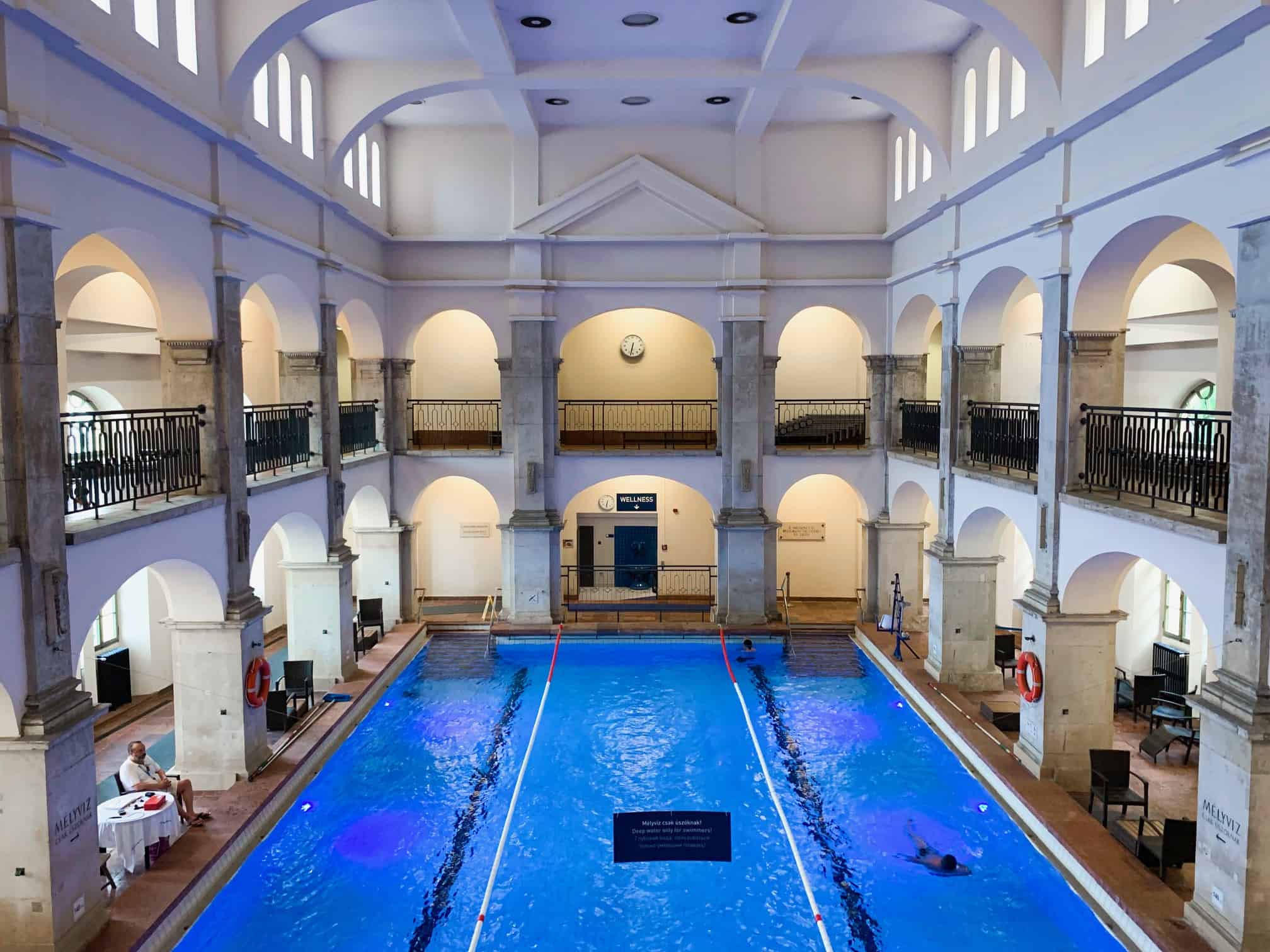 the main swimming pool at Rudas Baths in Budapest from above