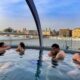 Co Ed swimming at Rudas Baths rooftop pool