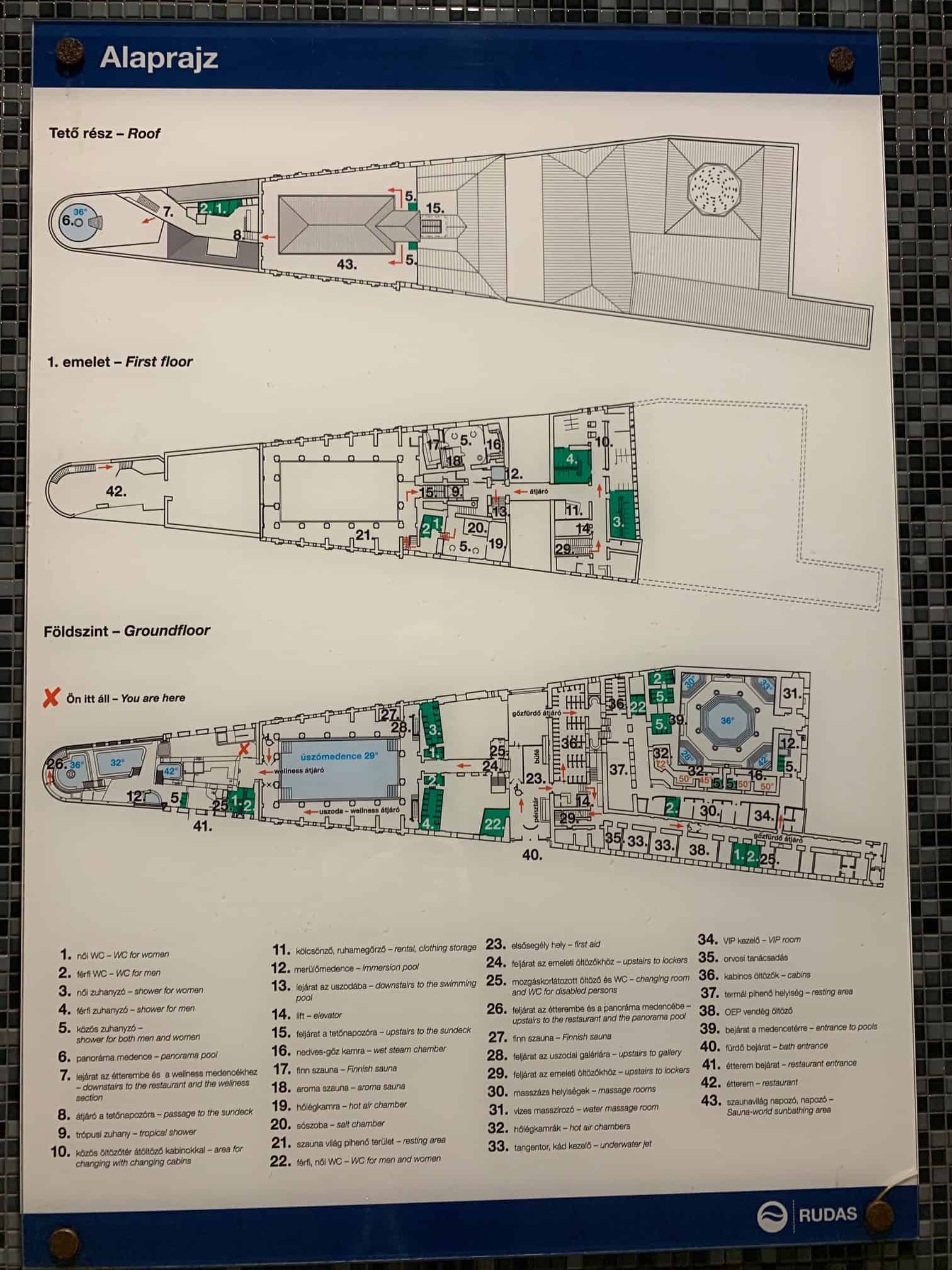 Map of the extensive Rudas Bath facilities