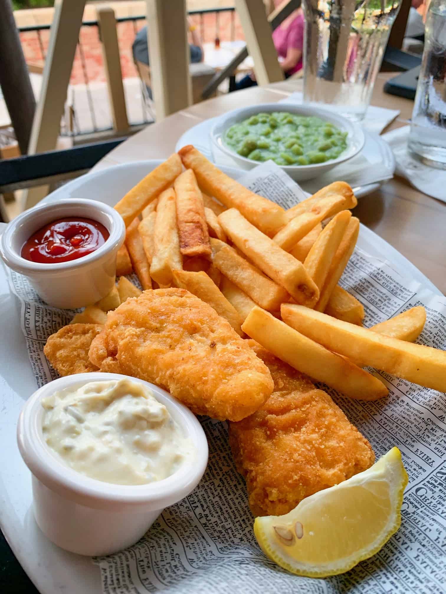 Vegan fish and chips at Epcot are a must when planning a trip to Disney 