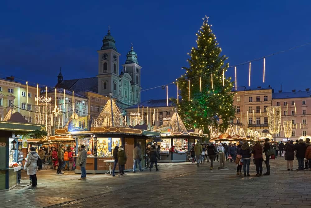 A charming view of Linz, one of the Christmas markets in Austria 