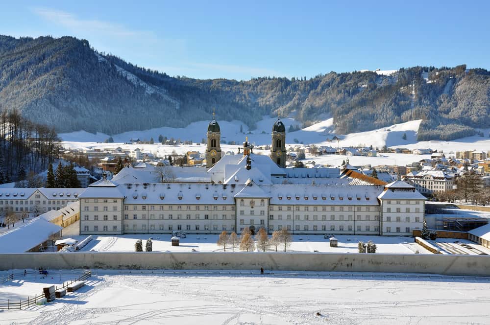 The Einsiedeln monastery is the backdrop of one of the most unique Christmas markets in Switzerland