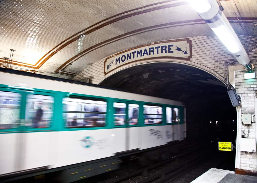 Paris metro station in Montmartre interior 