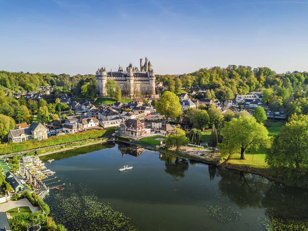 A magical view of Chateau de Pierrefonds castle in france