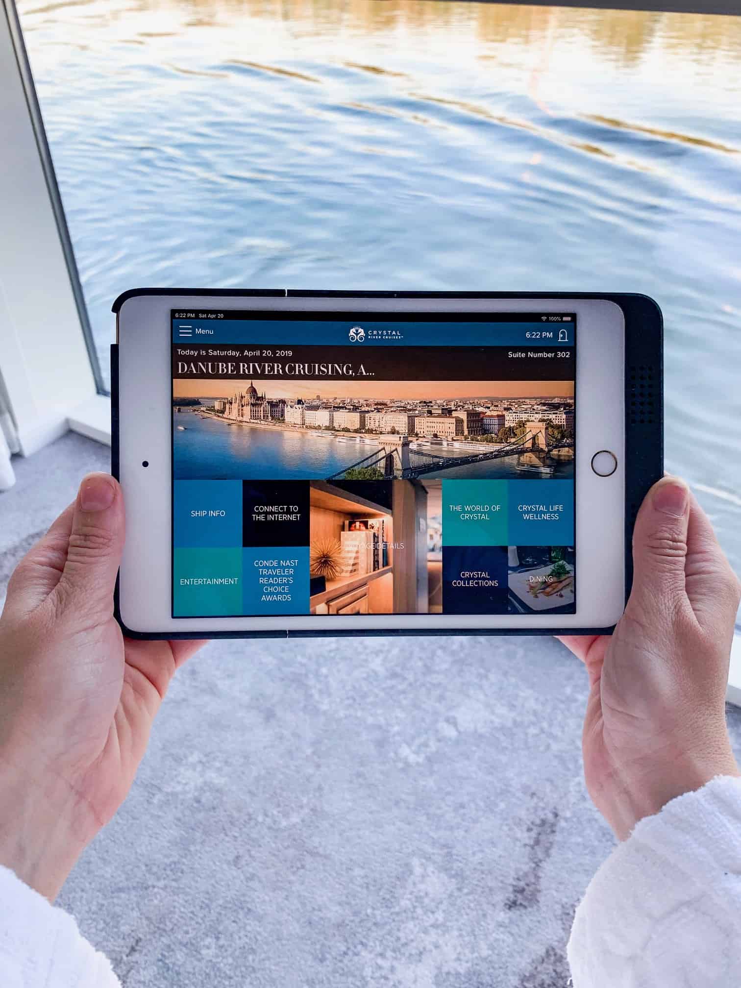 iPad provided in suites on Crystal Cruises