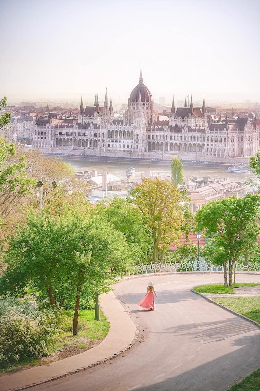 Very unique view of the Hungarian Parliament from Fisherman's Bastion