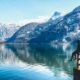 girl on dock in hallstatt austria