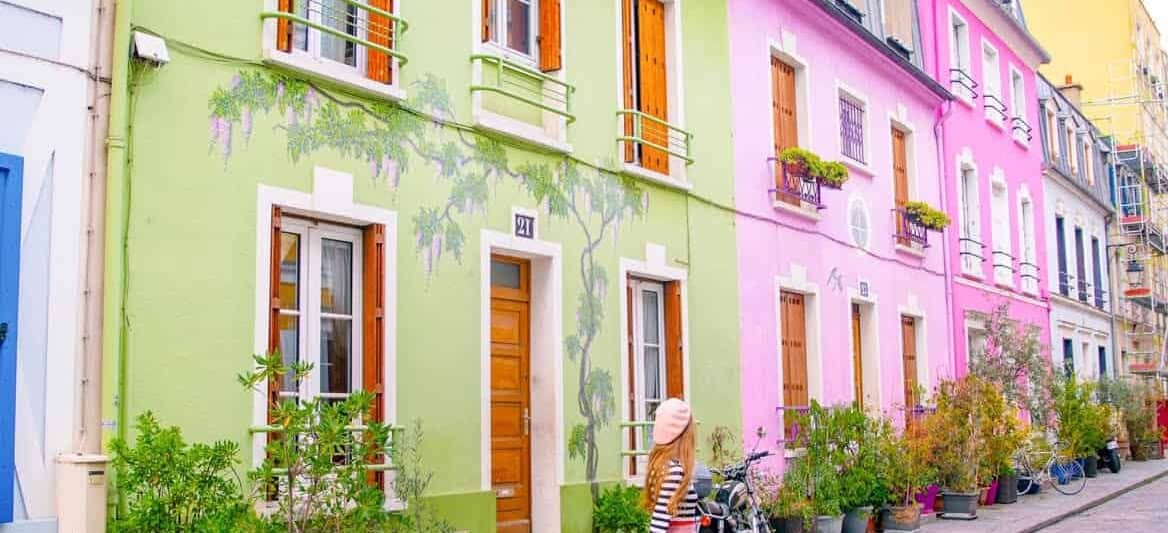 this street full of colorful houses is one of the hidden gems in paris