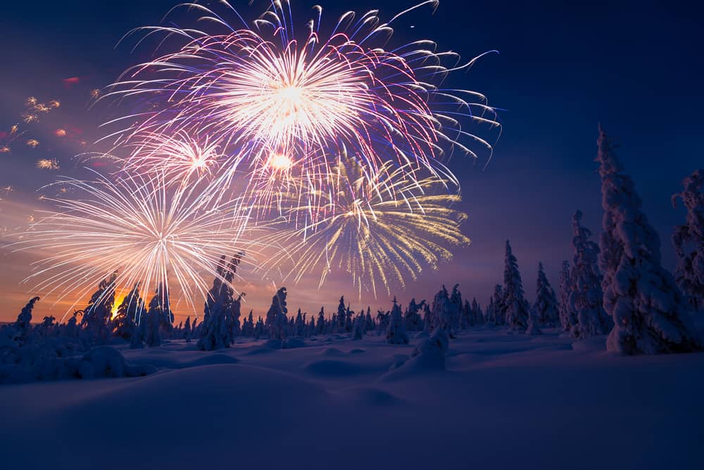 fireworks for New Years Eve in Iceland in December