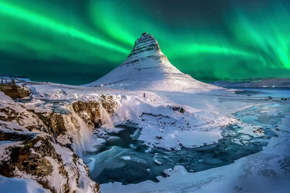 Northern Lights over Kirkjufell in Iceland in December