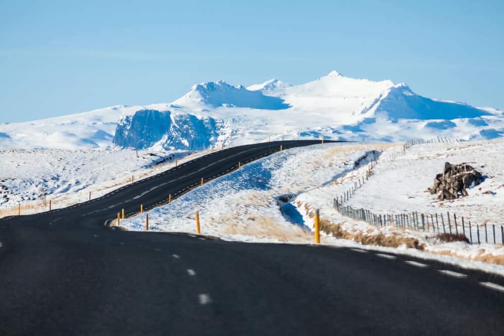 road with snow in Iceland in December