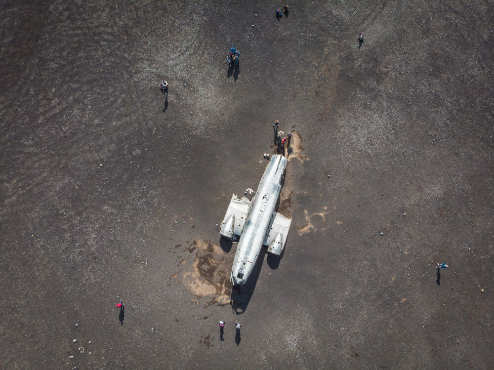 aerial view of the Iceland plane crash