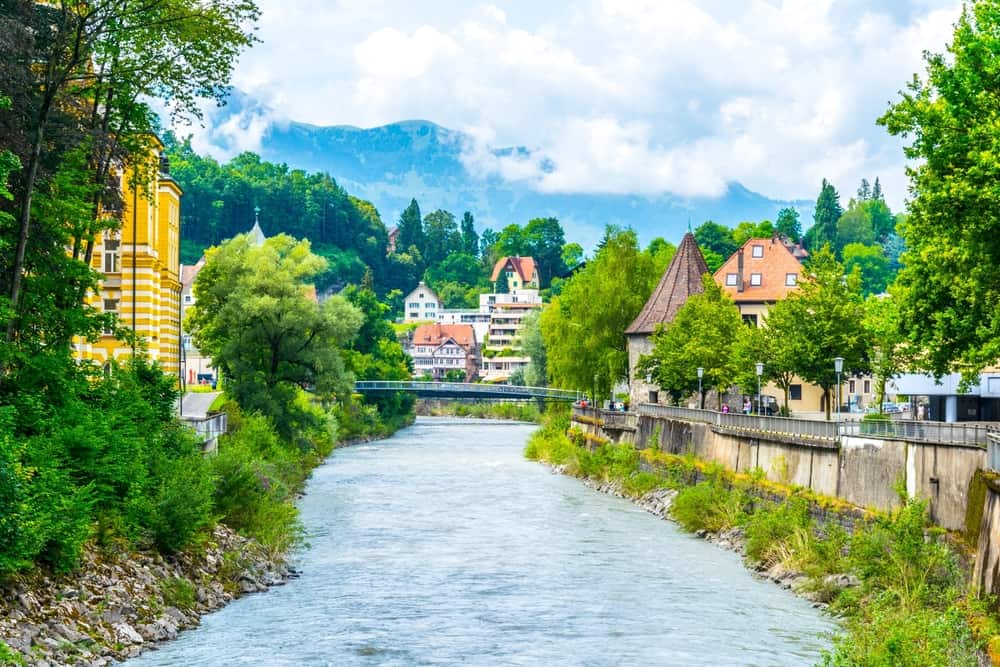 view from river of feldkirch